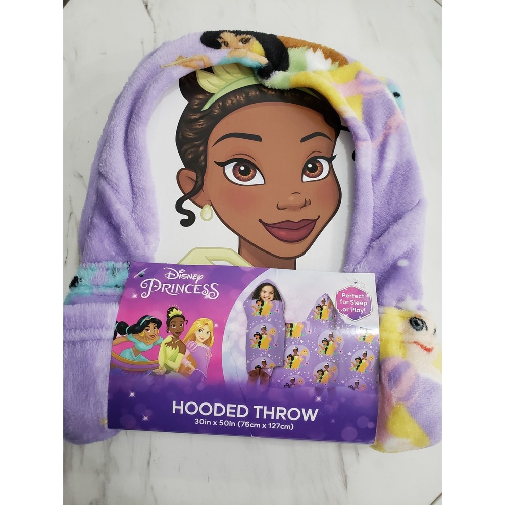 NEW Disney Princess Tiana Jasmine Cinderella SOFT HOODED THROW‎ BLANKET GIFT